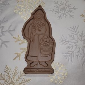 Vtg 1990 Longaberger Pottery Father Christmas cookie mold 8.75"tall x 3.75"wide